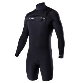 ATTICA Wetsuits - Omega GBS 2/2mm Chest Zip Long Sleeve Springsuit - All Black  - 2020/21 Summer Range